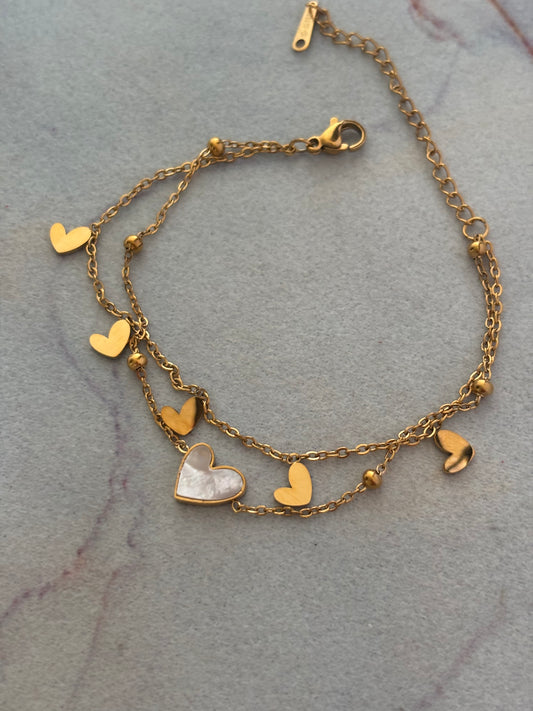 Cupid Mop Heart Bracelet- Large