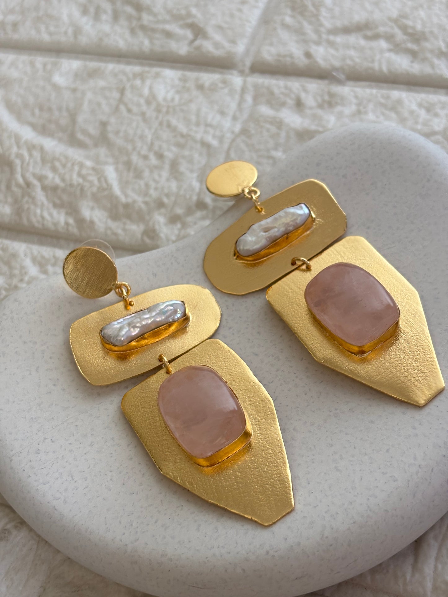 Amalia Natural Stone Earring-Brass