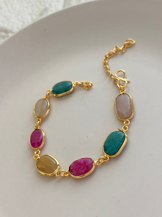 Belgium Natural Stone Bracelet - Brass