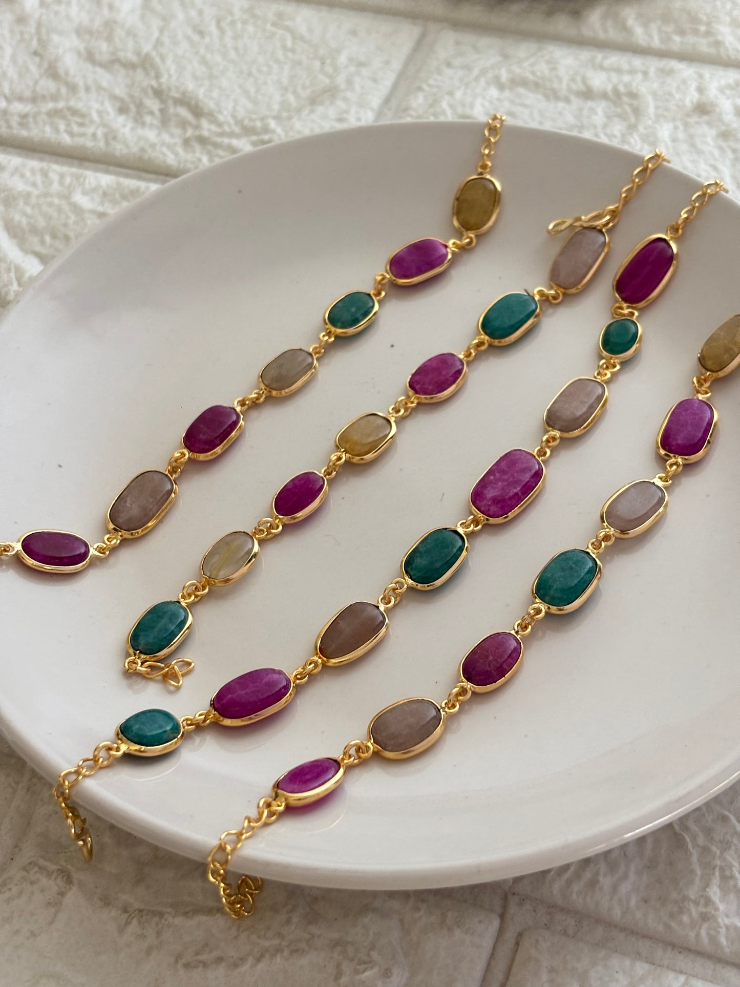 Belgium Natural Stone Bracelet - Brass