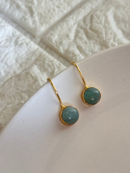 Turquoise Drop Earrings- Brass