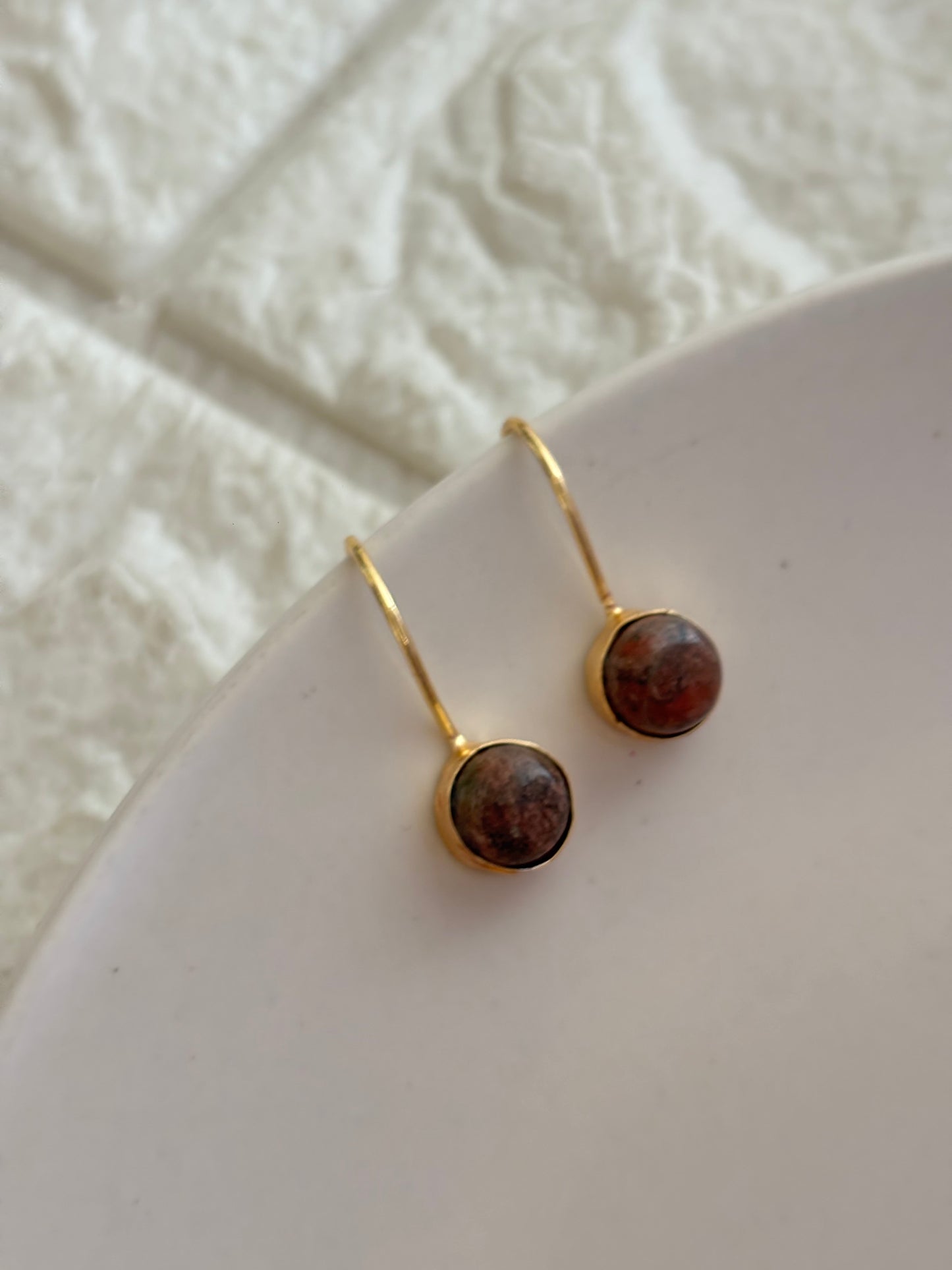 Brown Drop Earrings - Brass