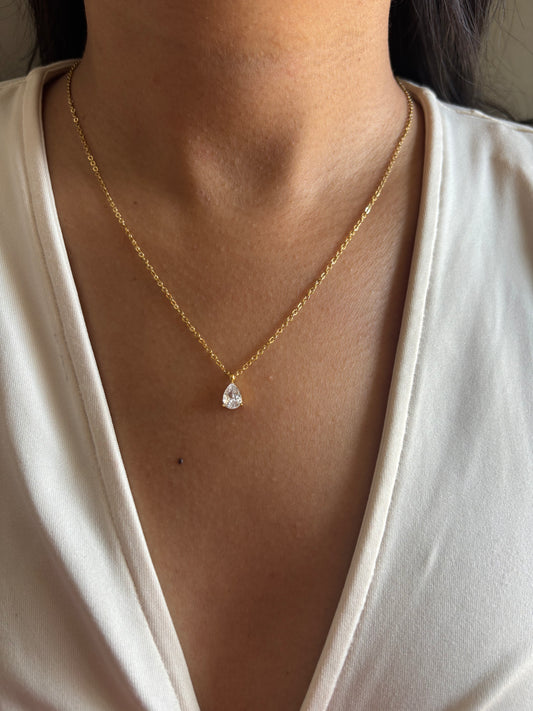Pear Drop Solitaire Necklace