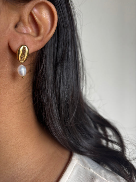 Bean Pearl Drop Earring
