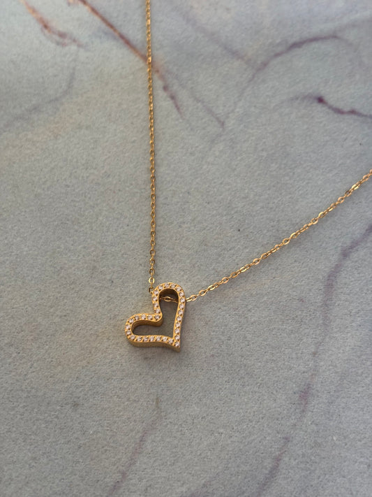Studded cut-out Heart Necklace