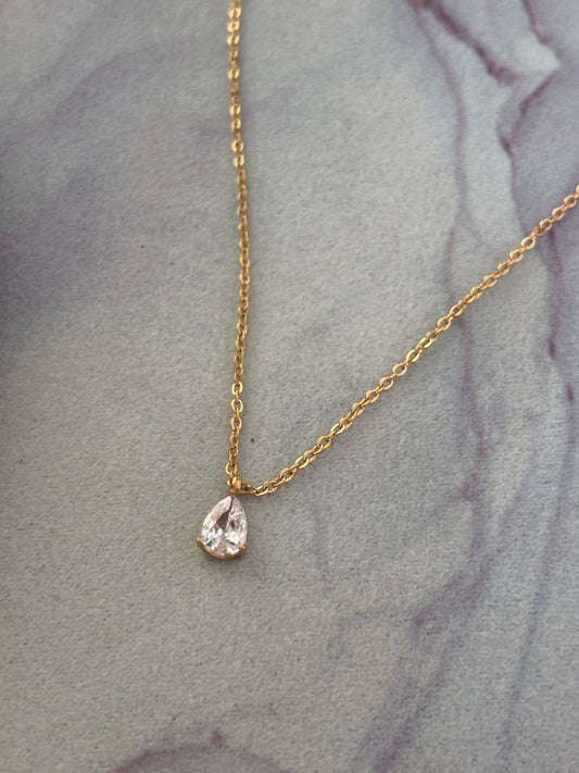 Pear Drop Solitaire Necklace