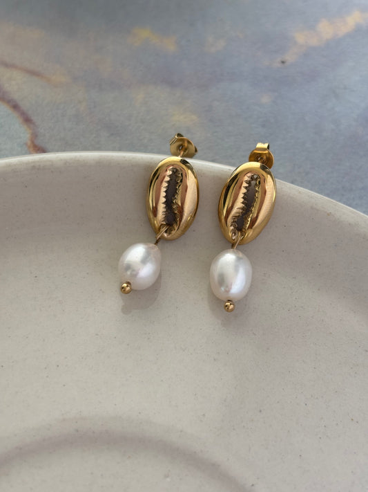 Bean Pearl Drop Earring