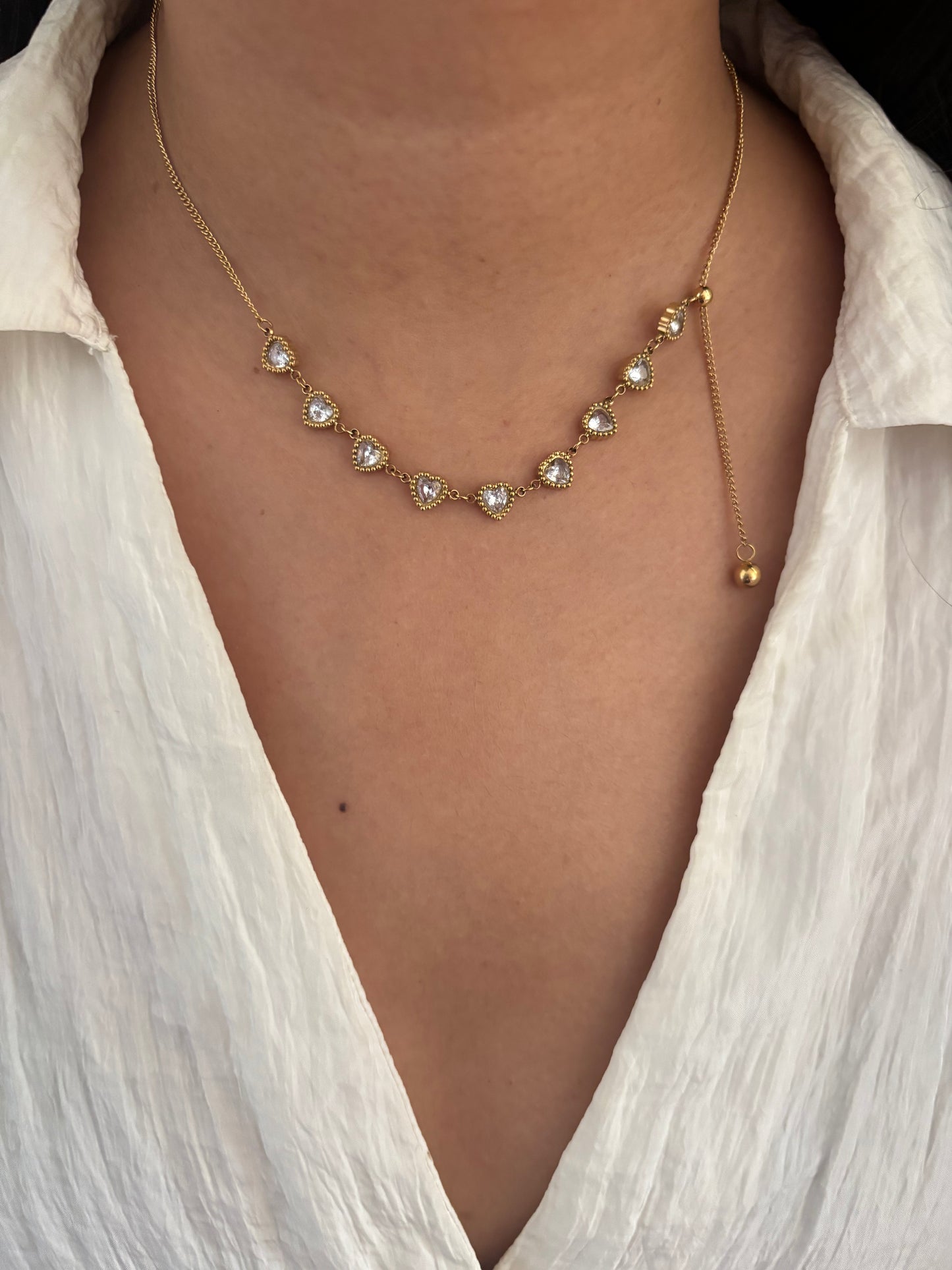 Clear Heart Pull-up Necklace
