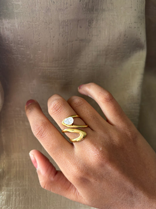 Pear Drop Solitaire Adjustable Ring