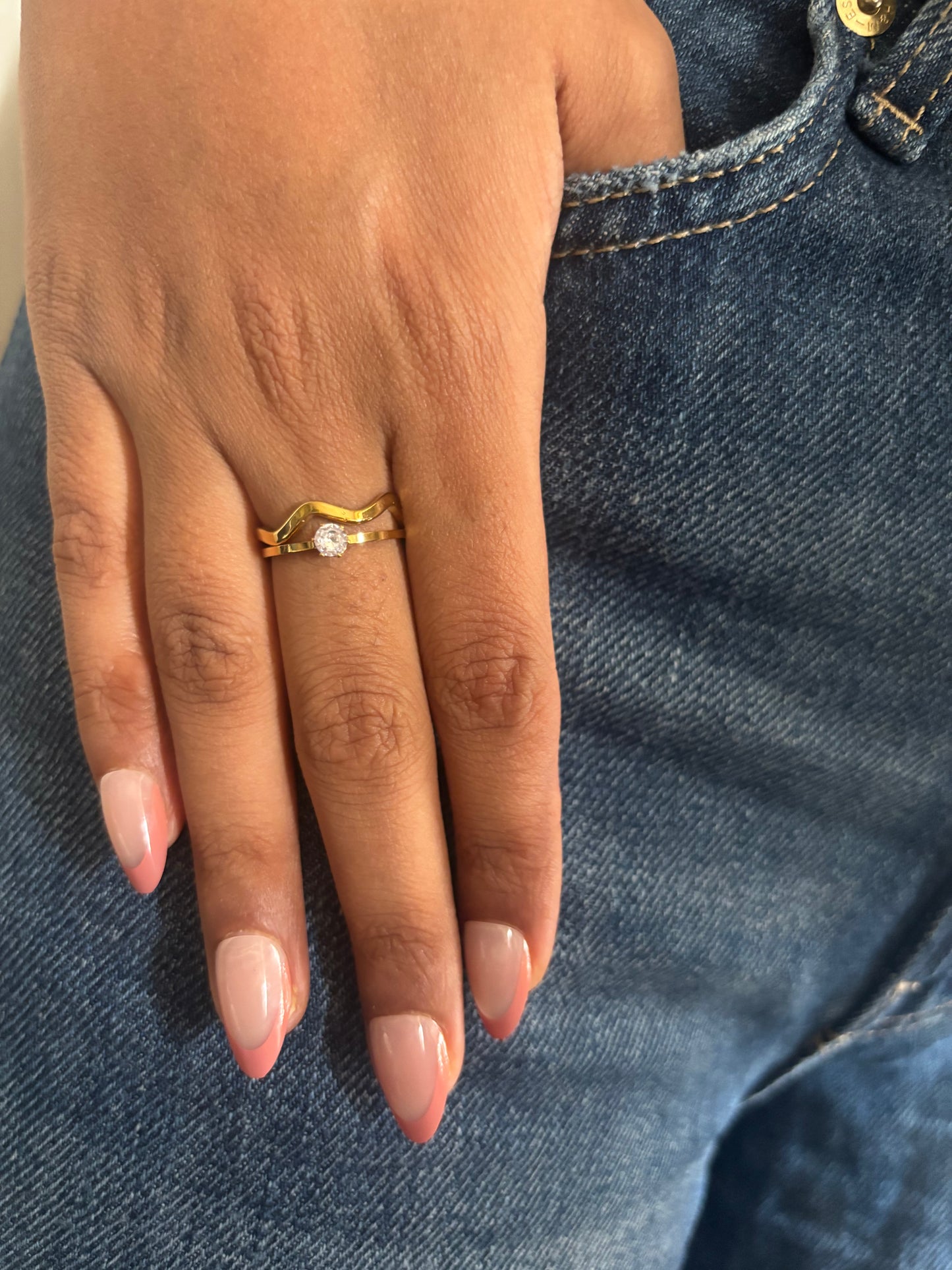 Wavy Solitaire Ring