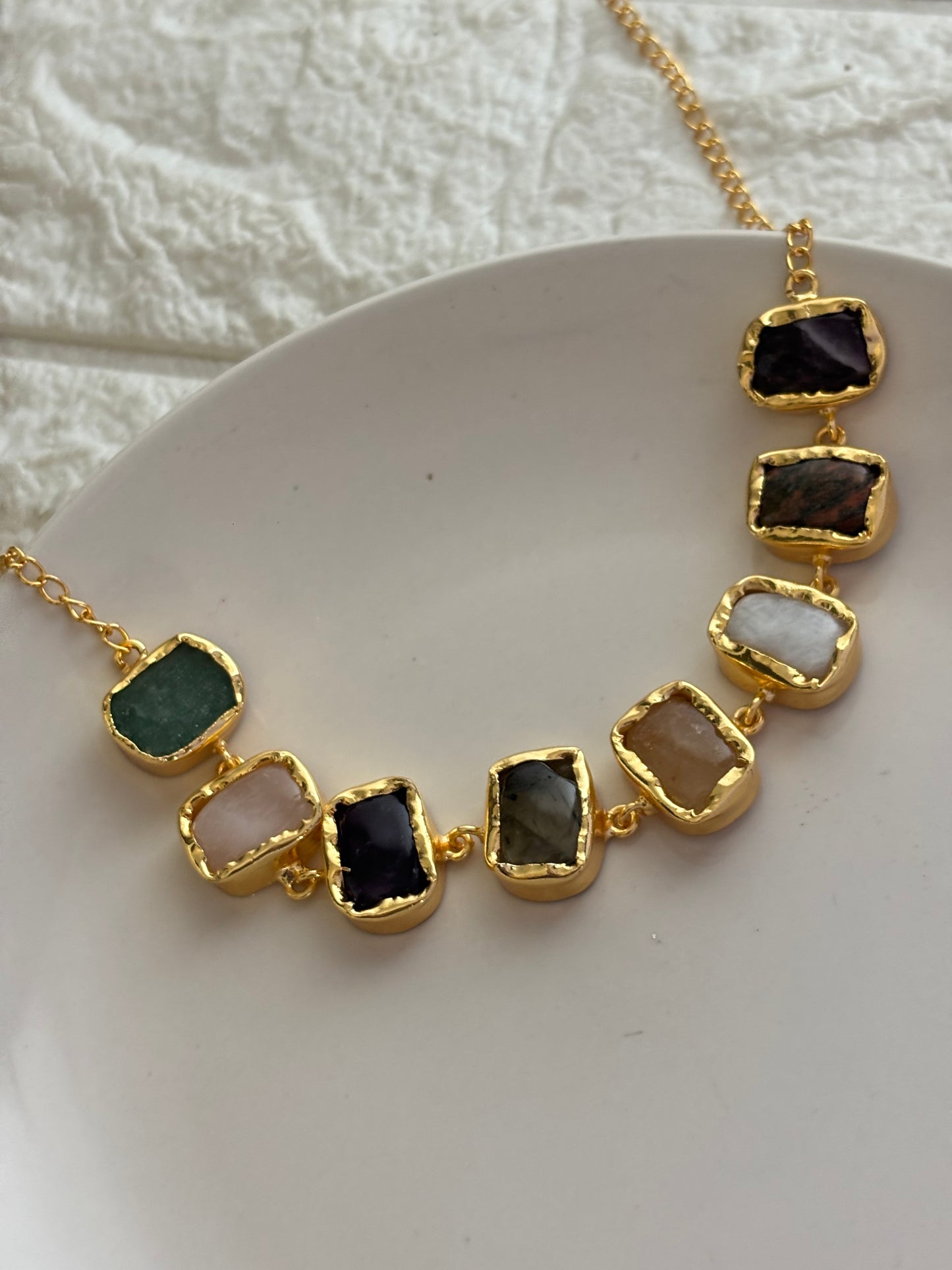 Squash multi-color choker- Brass