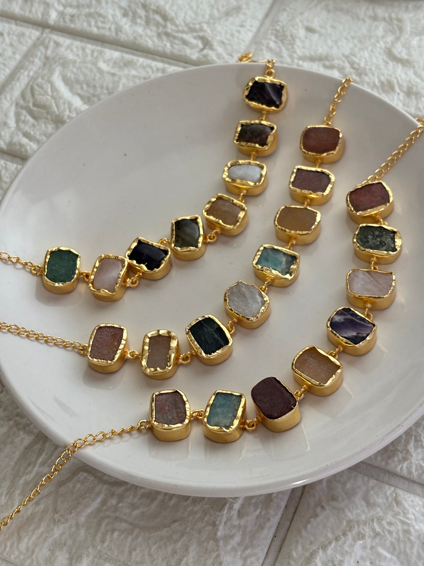 Squash multi-color choker- Brass