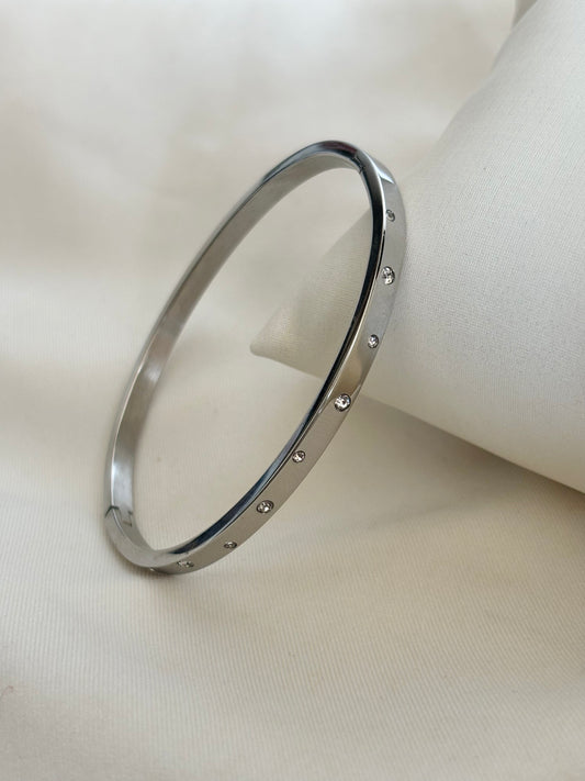 Diamond Studded Silver Bracelet