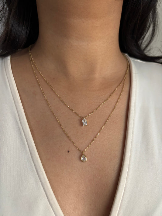Emerald-Pear Solitaire Necklace
