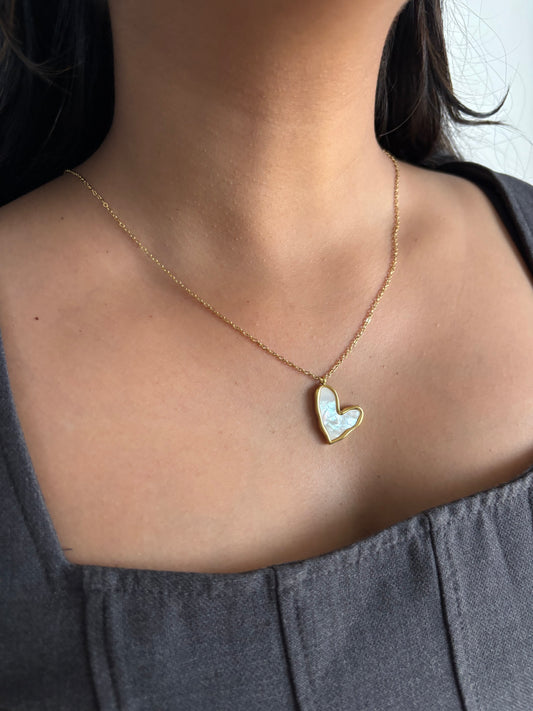 Abstract MOP Heart Necklace