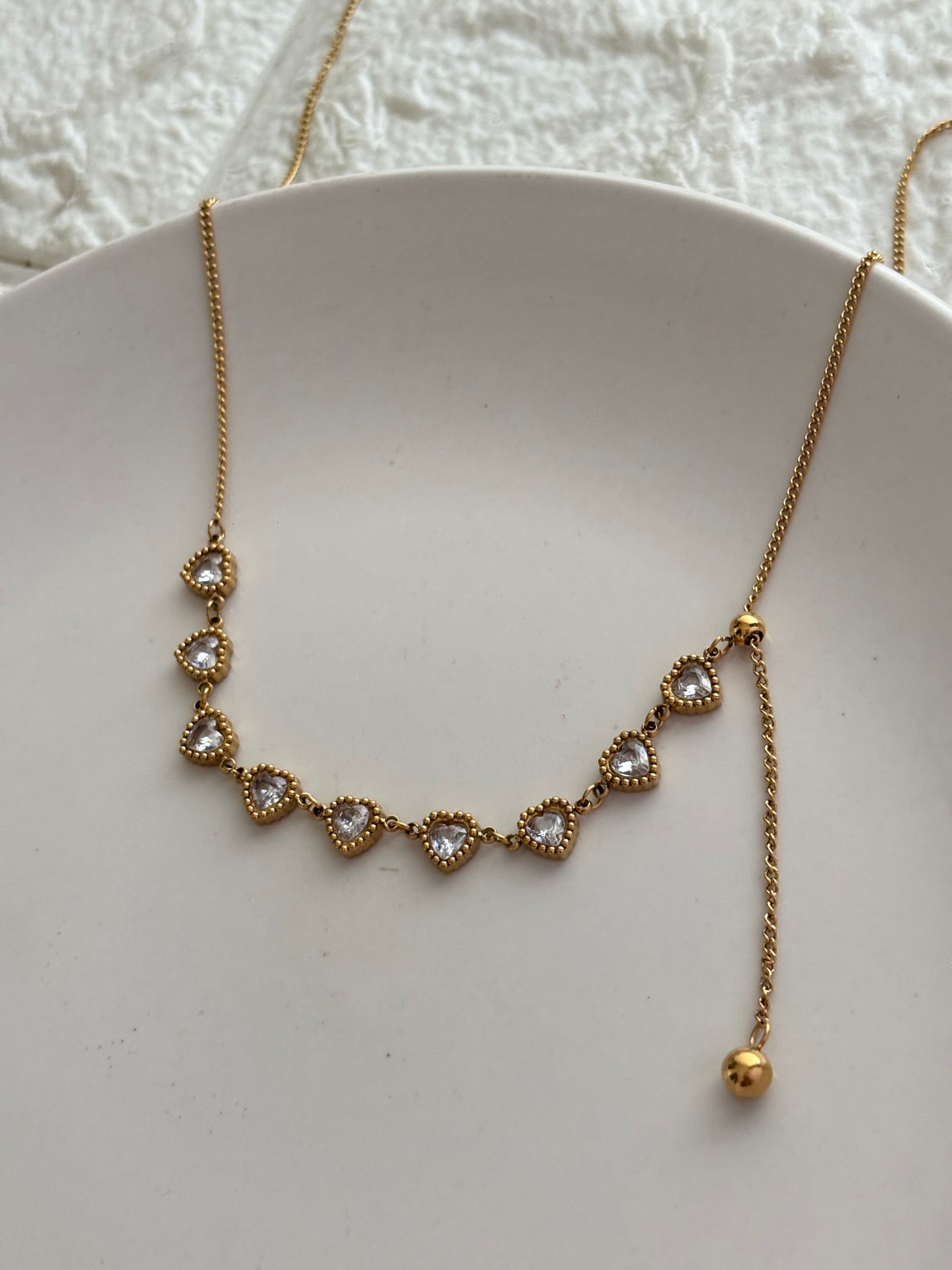 Clear Heart Pull-up Necklace