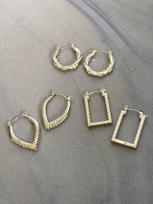 Silver Hoops Combo -1 Stainless Steel