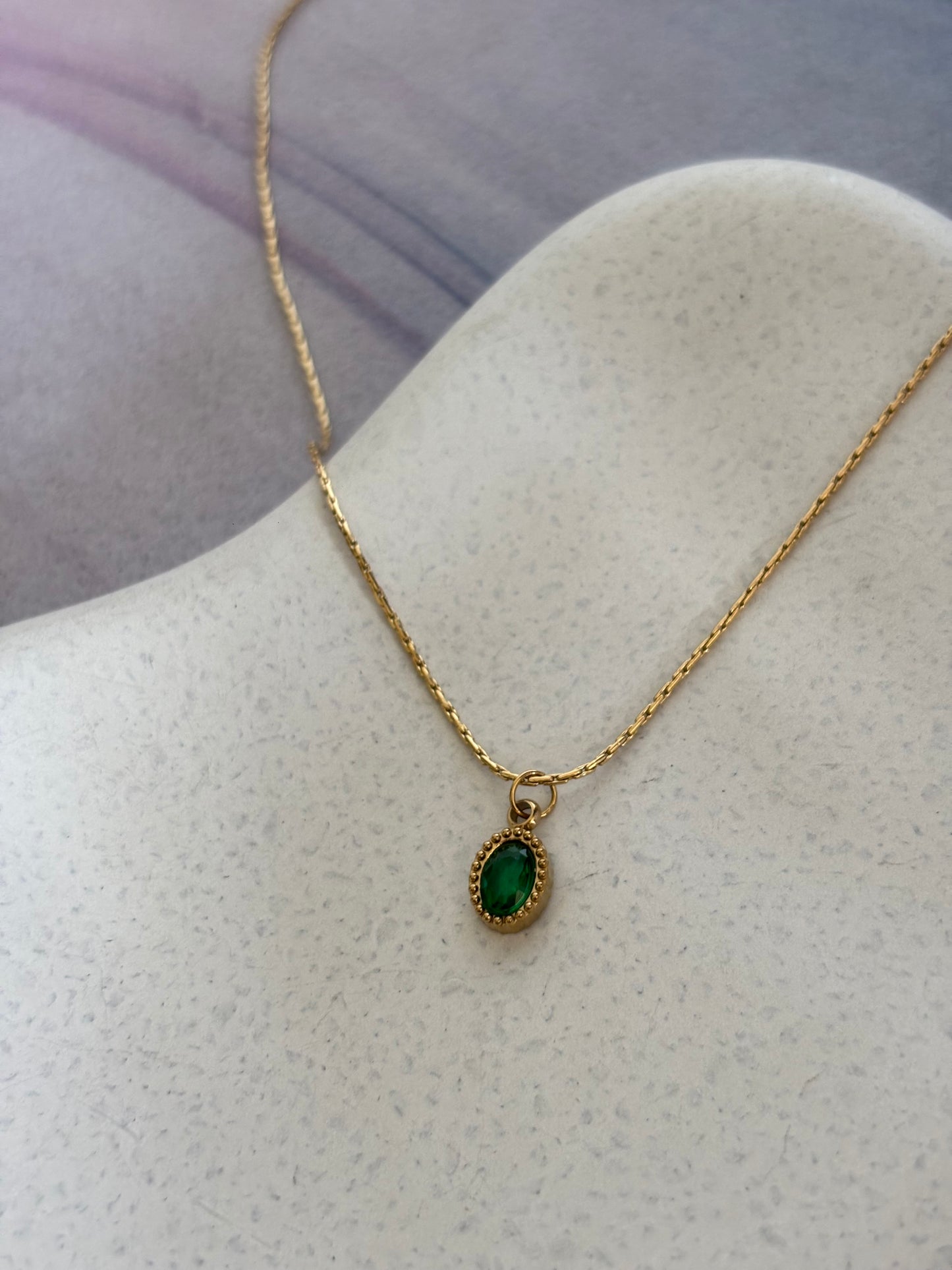 Oval Emerald Necklace