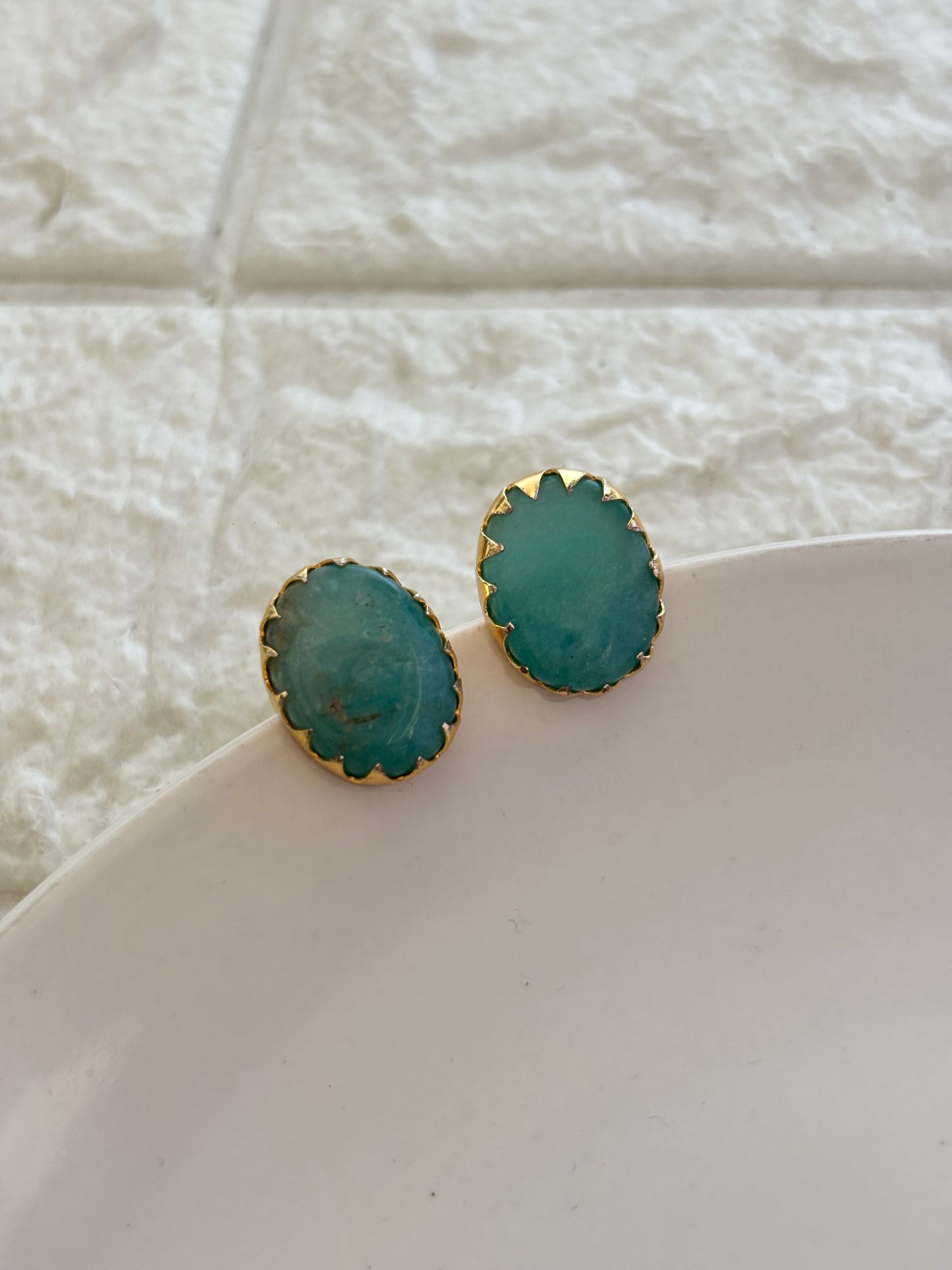 Fusion Natural Stone Studs- Brass