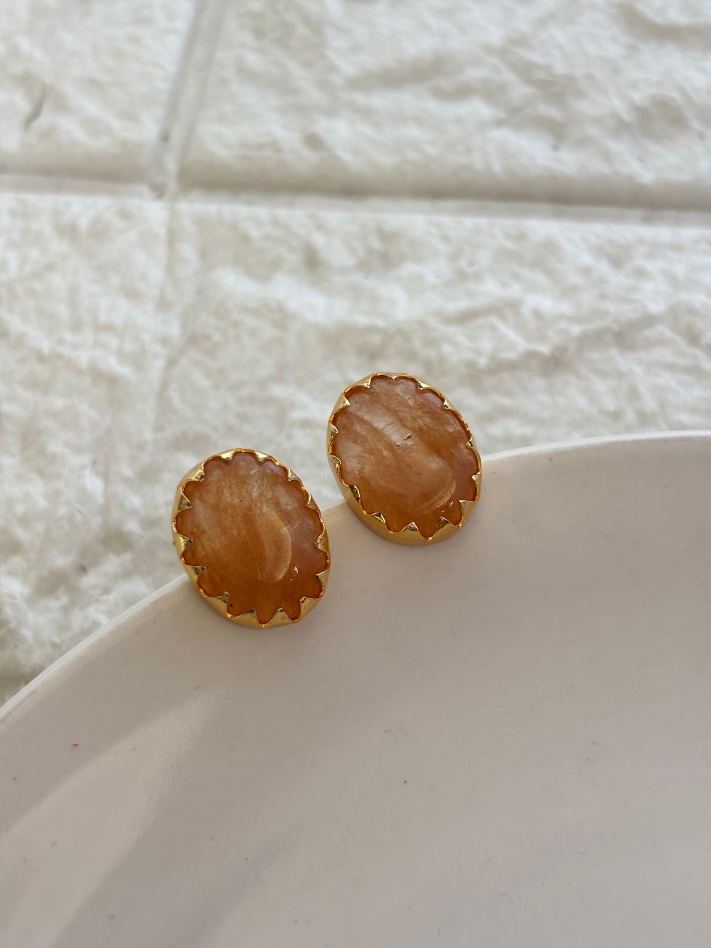 Fusion Natural Stone Studs- Brass