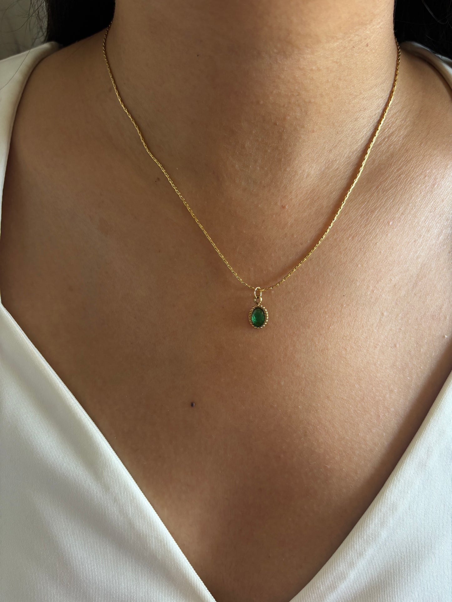 Oval Emerald Necklace