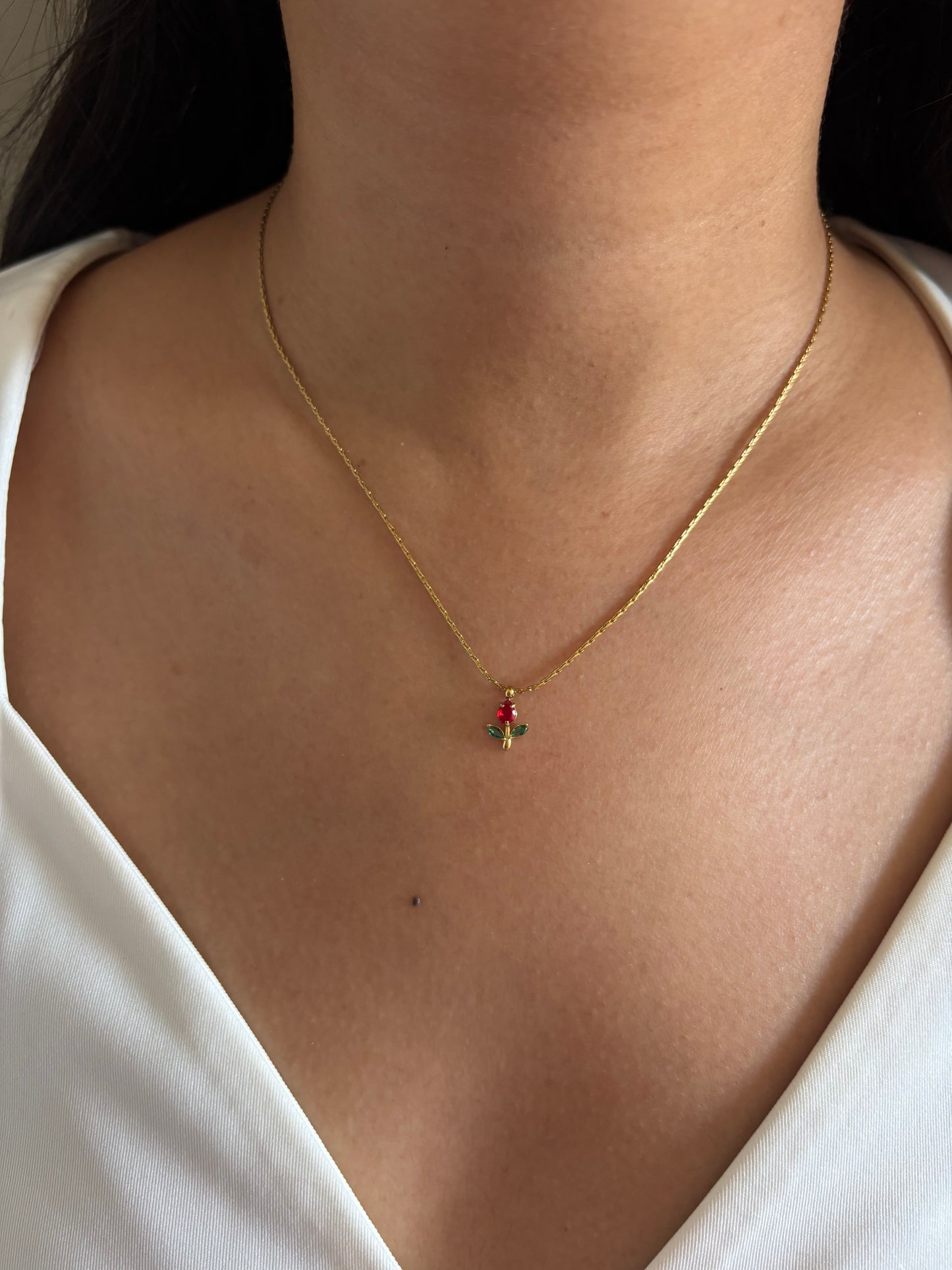 Red tulip Necklace