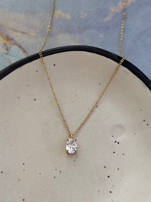 Oval Solitaire Necklace