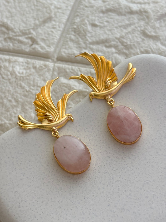 Phoenix Natural Stone Earring Brass