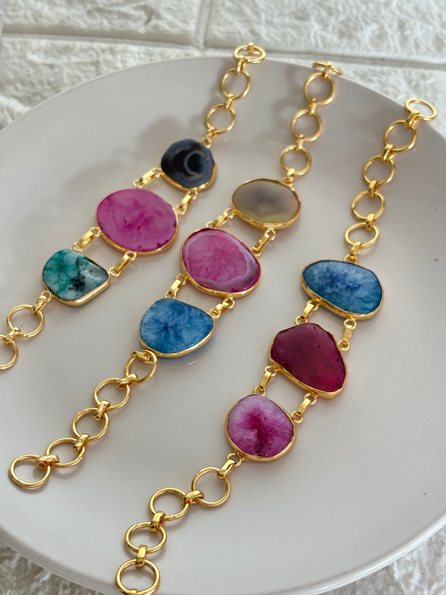 Bette Natural Stone Bracelet- Brass