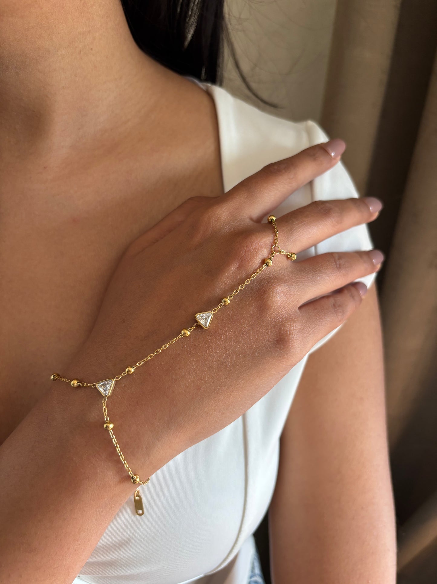 Trillion Cut Studded Hand Chain