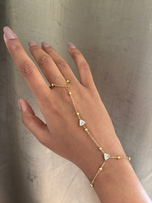 Trillion Cut Studded Hand Chain