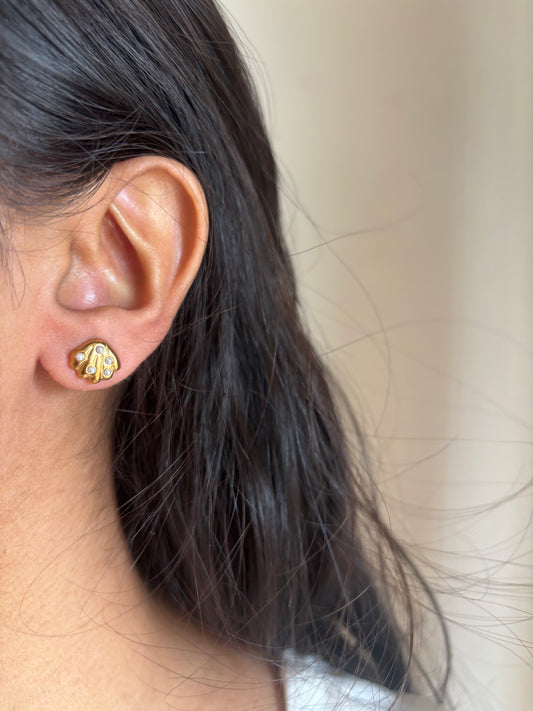 Mini Studded Pearl Shell Studs