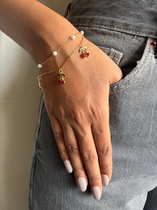 Pearl Layered Cherry Bracelet-Large