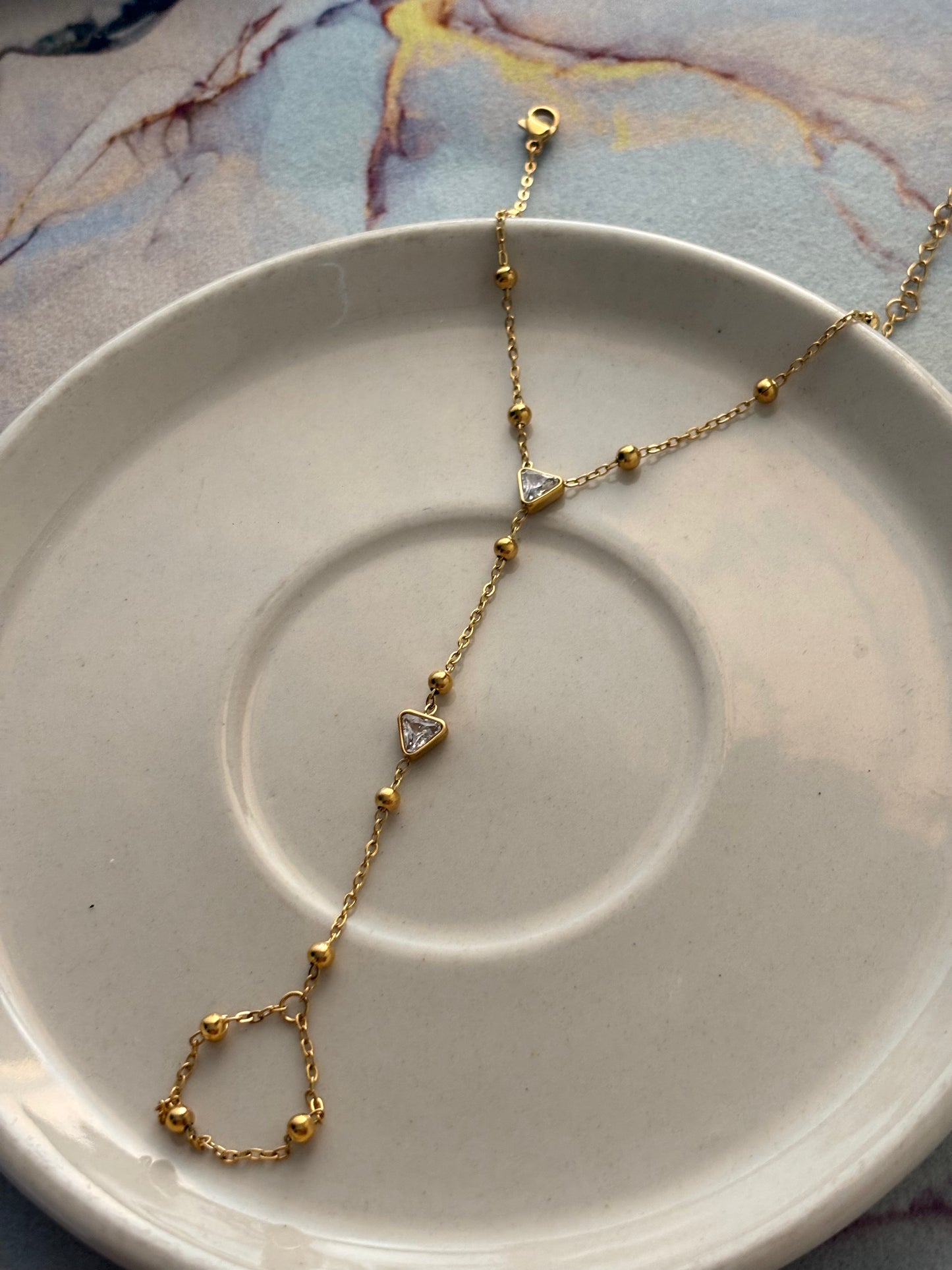 Trillion Cut Studded Hand Chain