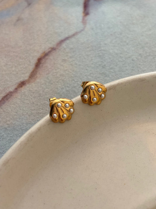 Mini Studded Pearl Shell Studs