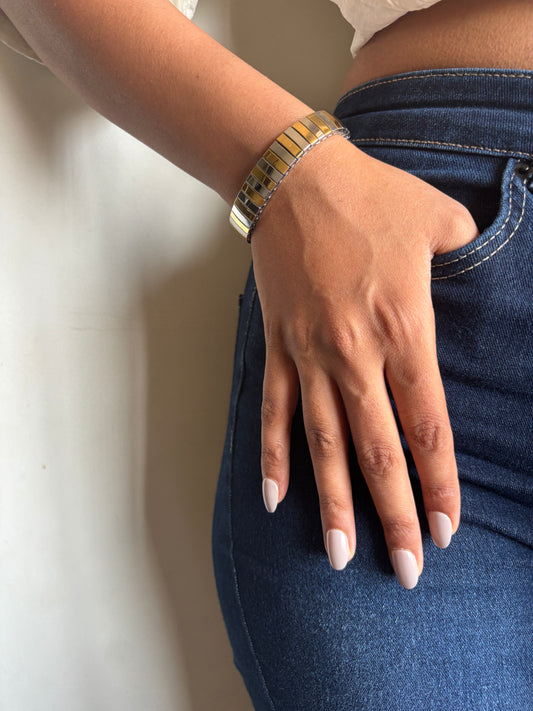 Dual Tone Watch Strap Bracelet