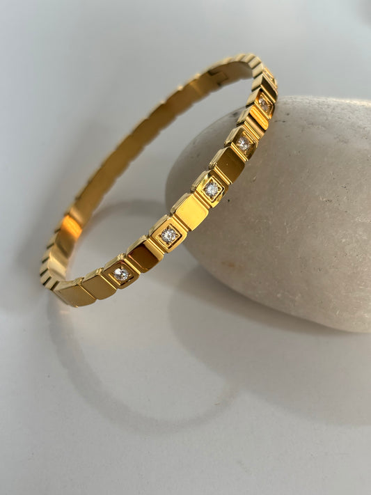 Gold Cube Studded Bracelet