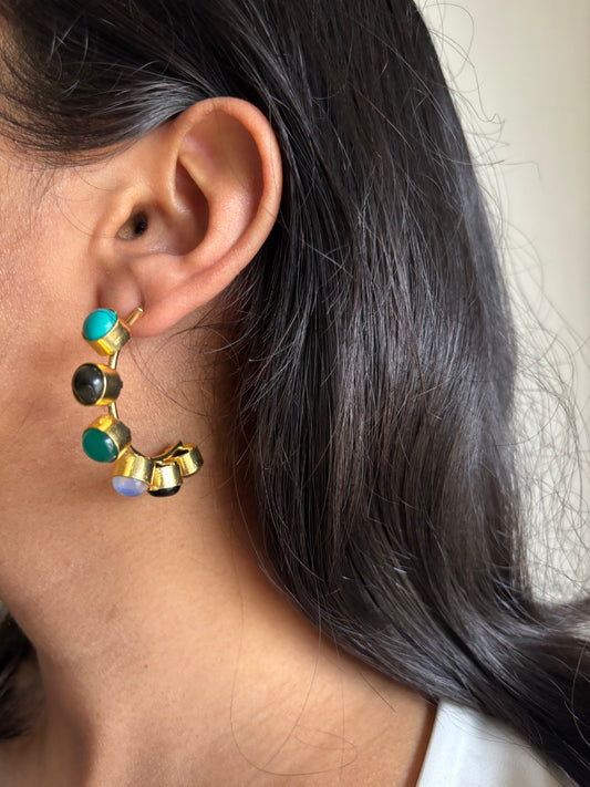 Diana Multi-color Hoops-Brass