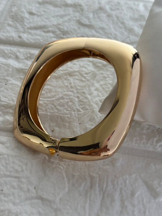 Squircle Chunky Brass Bracelet Gold