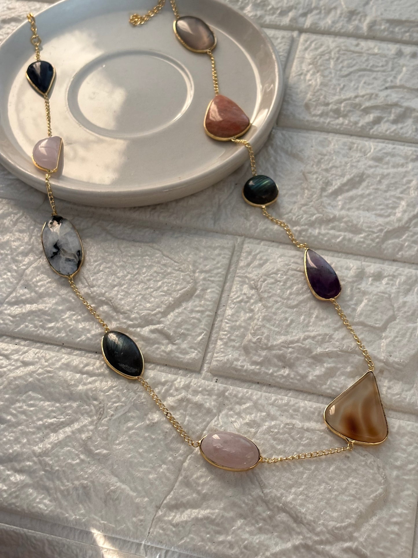 Megan Multi-color Stone- Brass