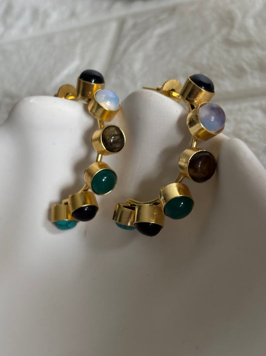 Diana Multi-color Hoops-Brass