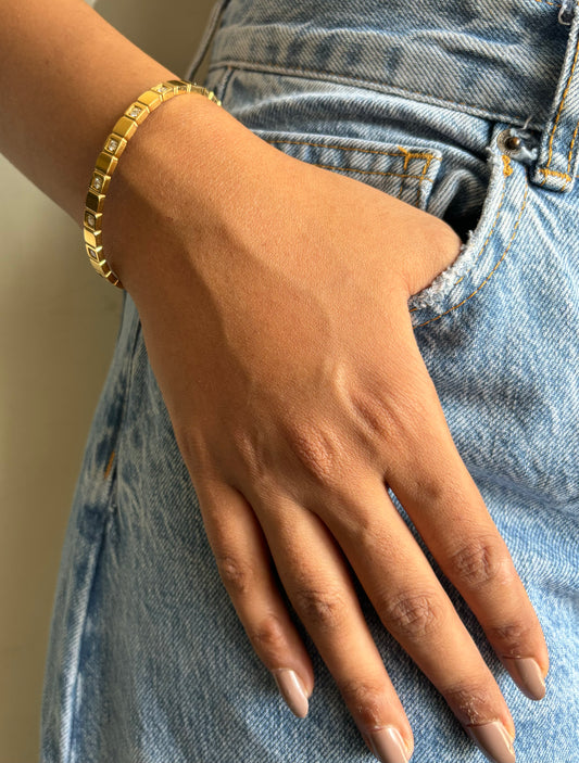Gold Cube Studded Bracelet