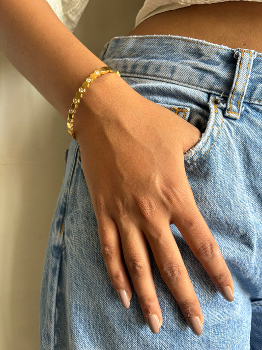 Gold Hexagon Studded Bracelet