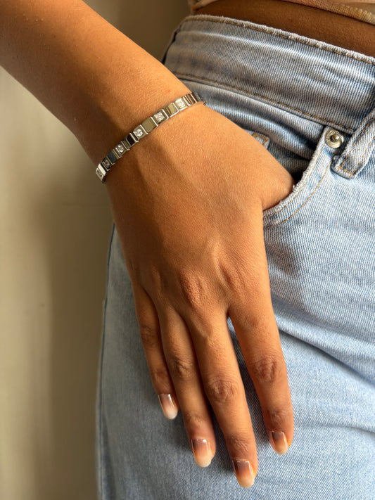 Silver Cube Studded Bracelet