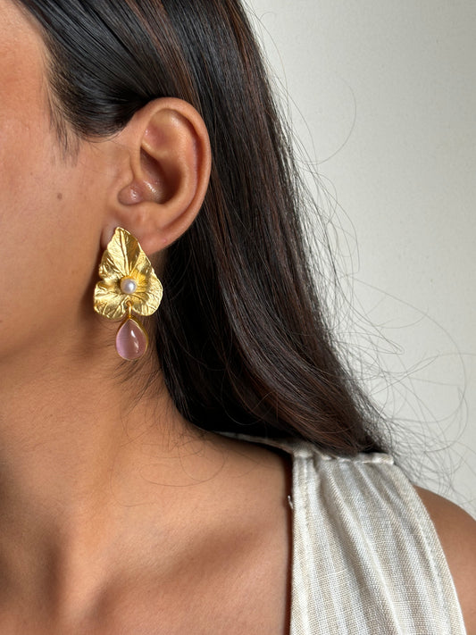 Leaf Brass Drop Earrings