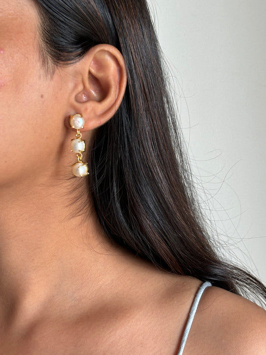 Natural Pearl Drop Brass  Danglers