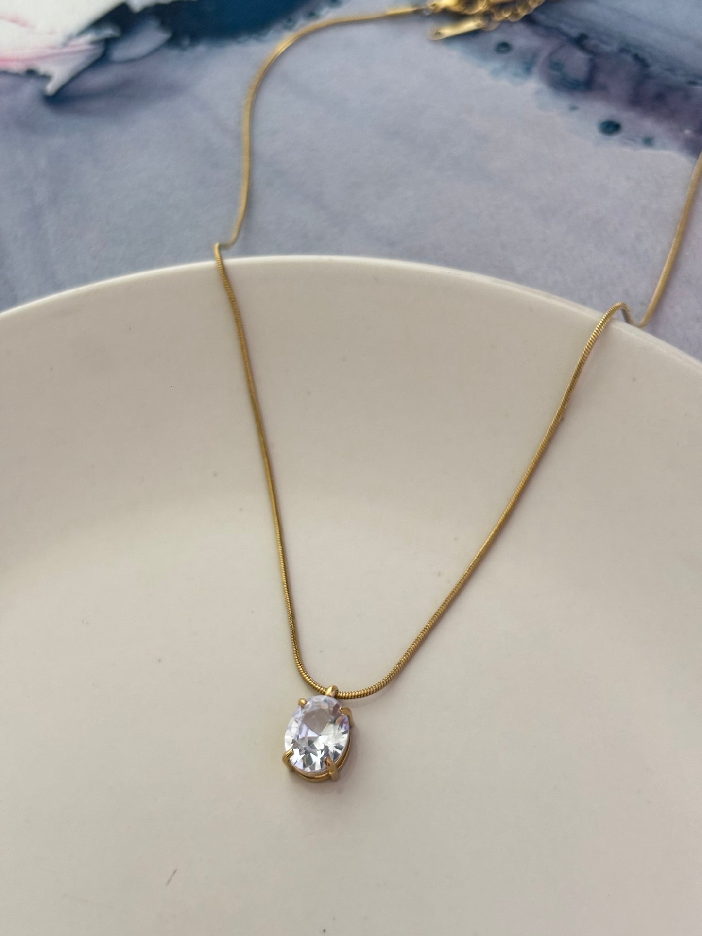 Princess Oval Solitaire Necklace