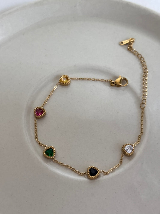 Multi-color Heart Bracelet- Large Size