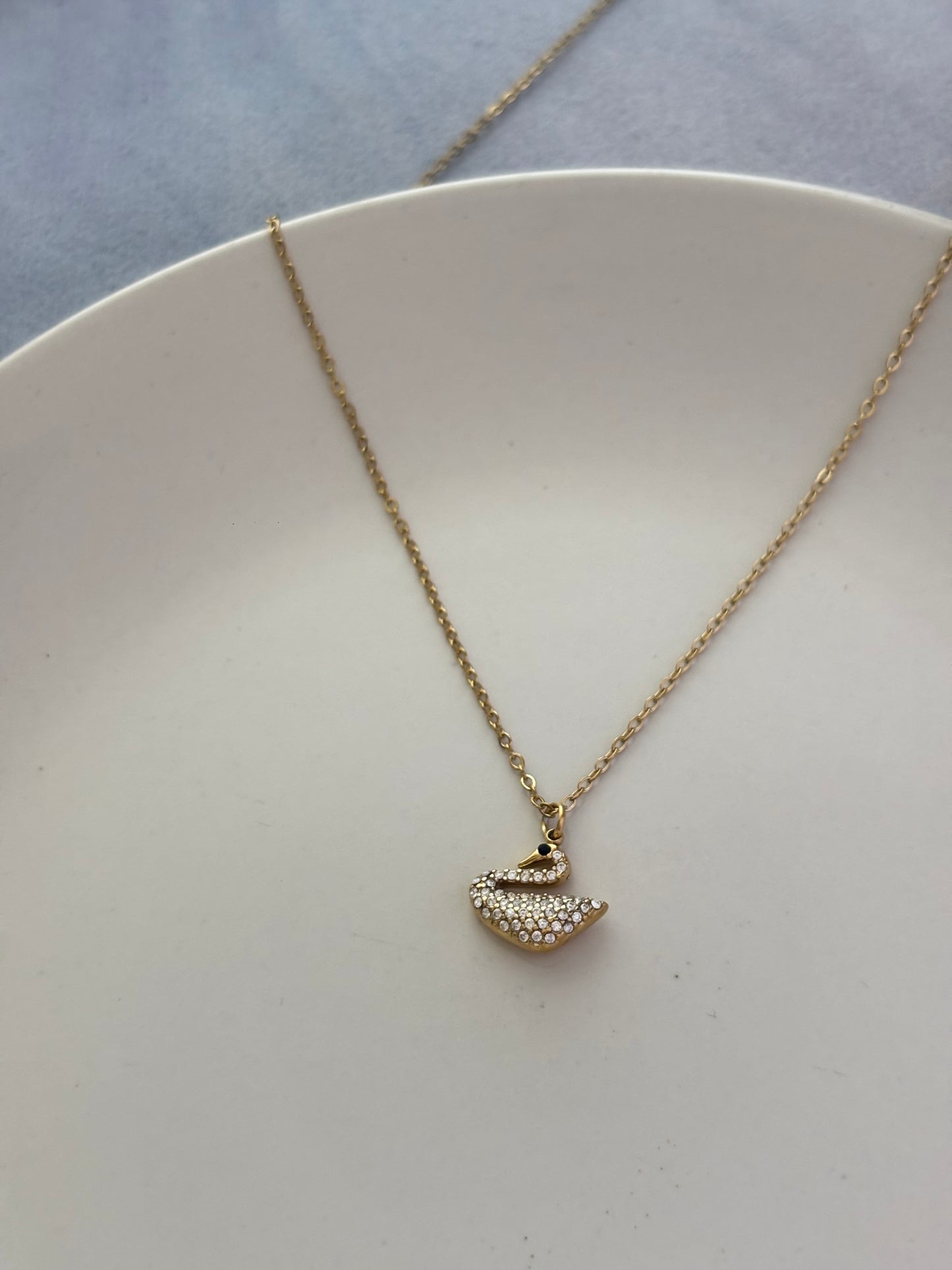 Studded Swan Necklace