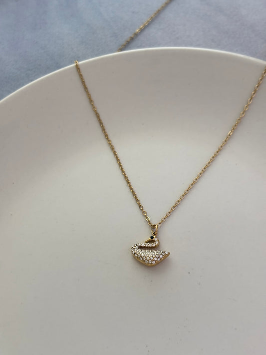 Studded Swan Necklace
